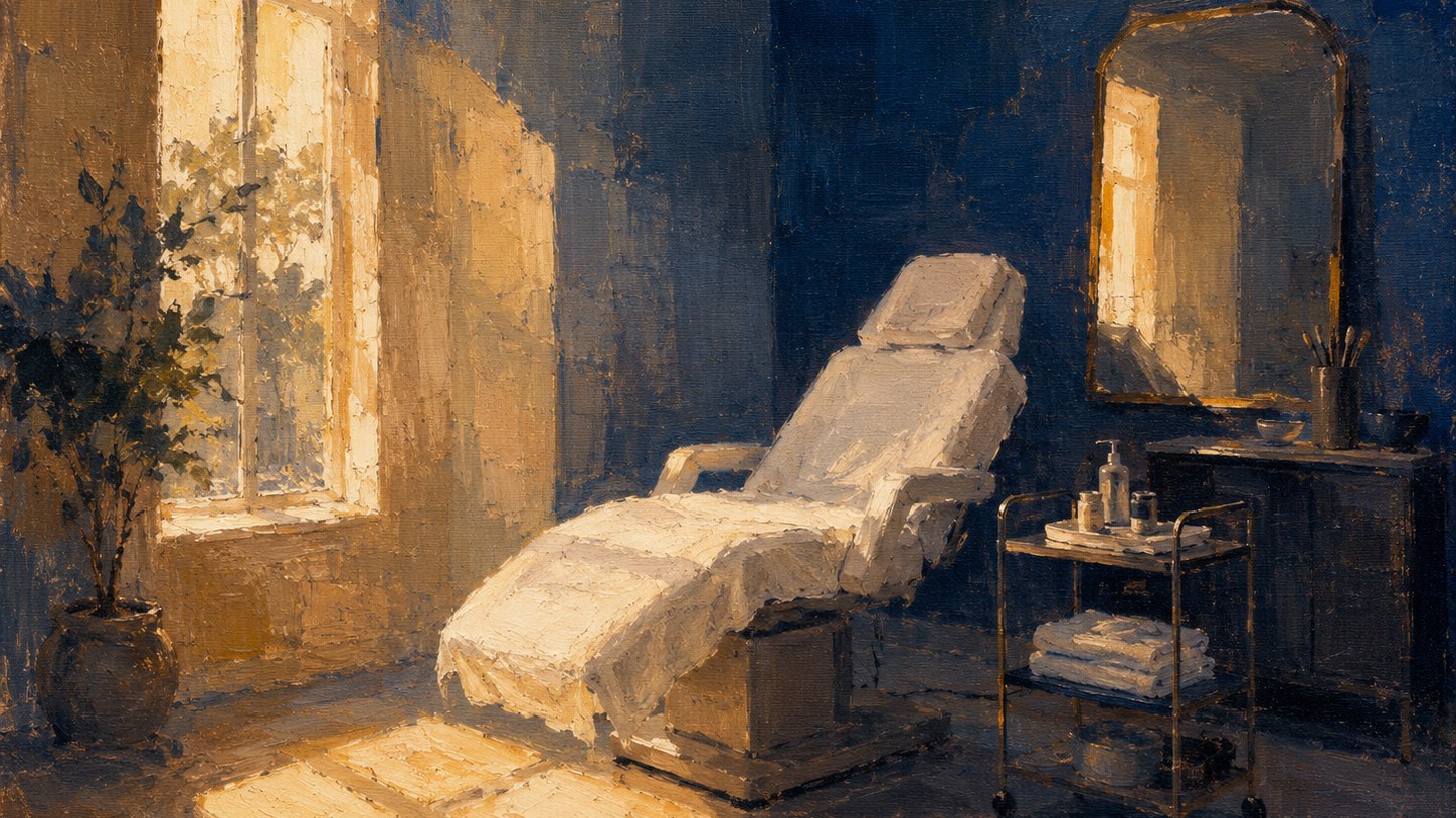 A beauty studio treatment room in morning light